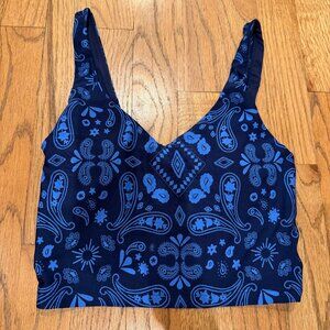 OFFLINE BY AERIE WOMENS BLUE PAISLEY SPORTS BRA SMALL